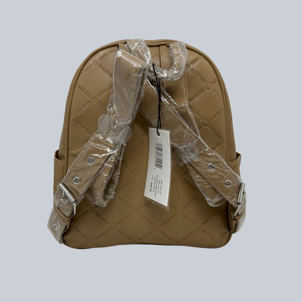 Steve Madden Tan Quilted Mini Backpack With Card Holder & Adjustable Straps - Picture 2 of 11